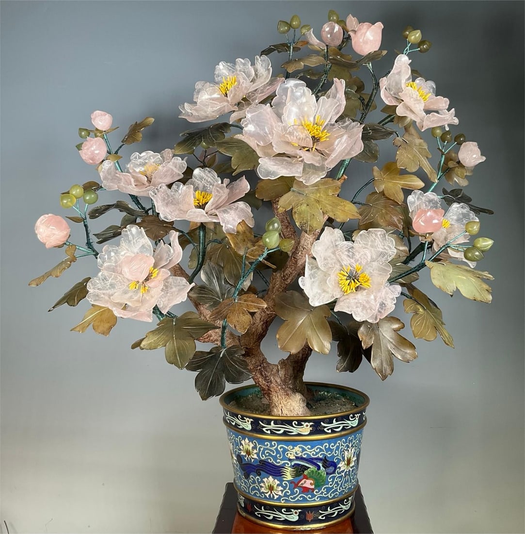 A cloisonn é jade bonsai hibiscus flower from the foreign exchange creation period (1 of 9)