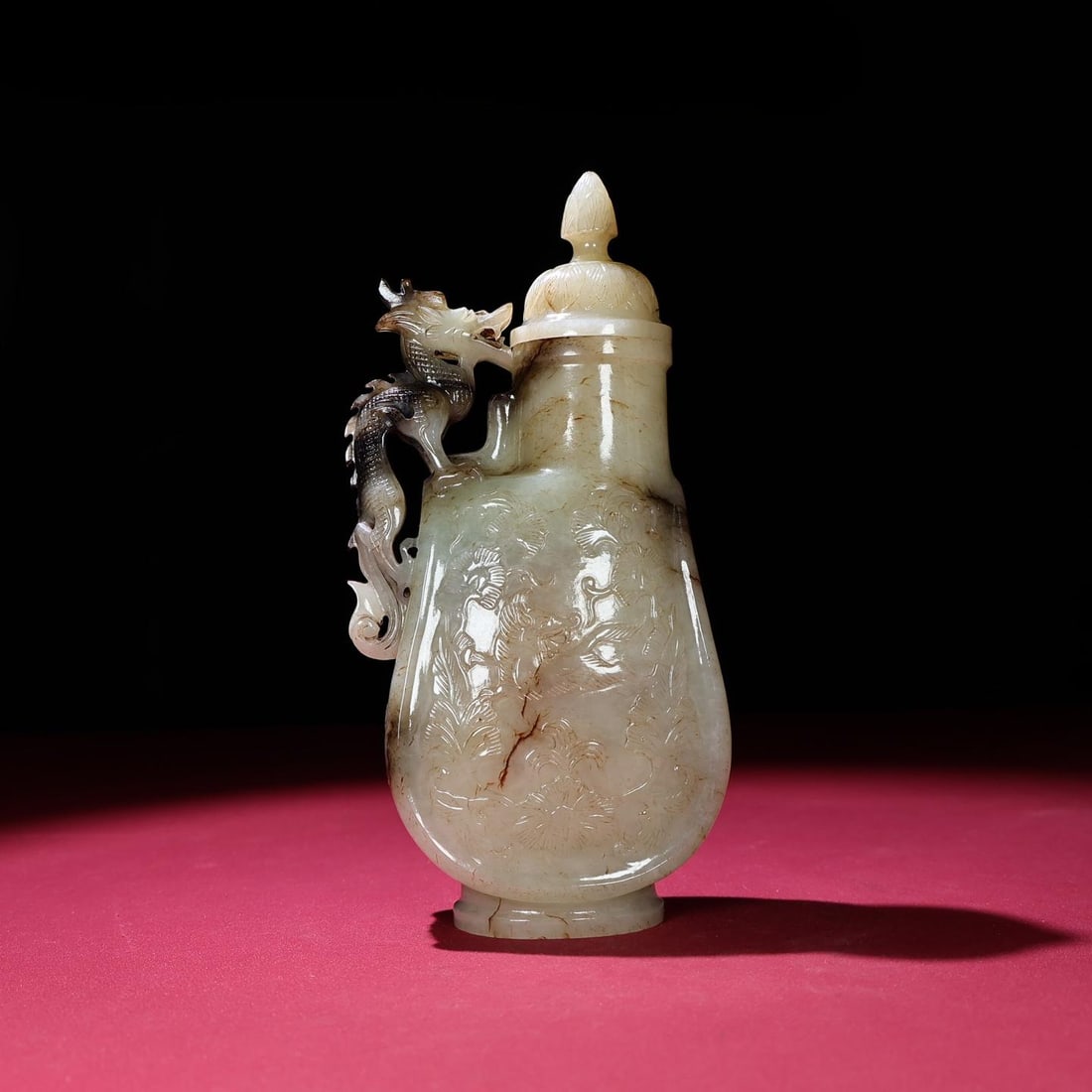 A beautiful Hetian seed material mercury Qin high-specification dragon pot (1 of 9)