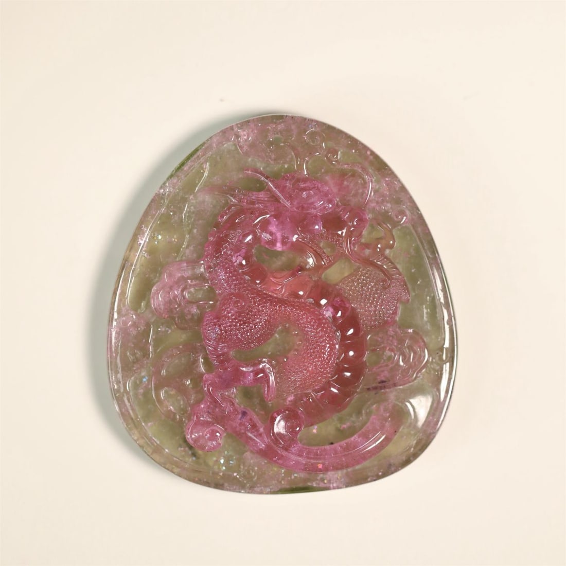 A beautiful watermelon two-color glue-free tourmaline dragon brand (1 of 2)