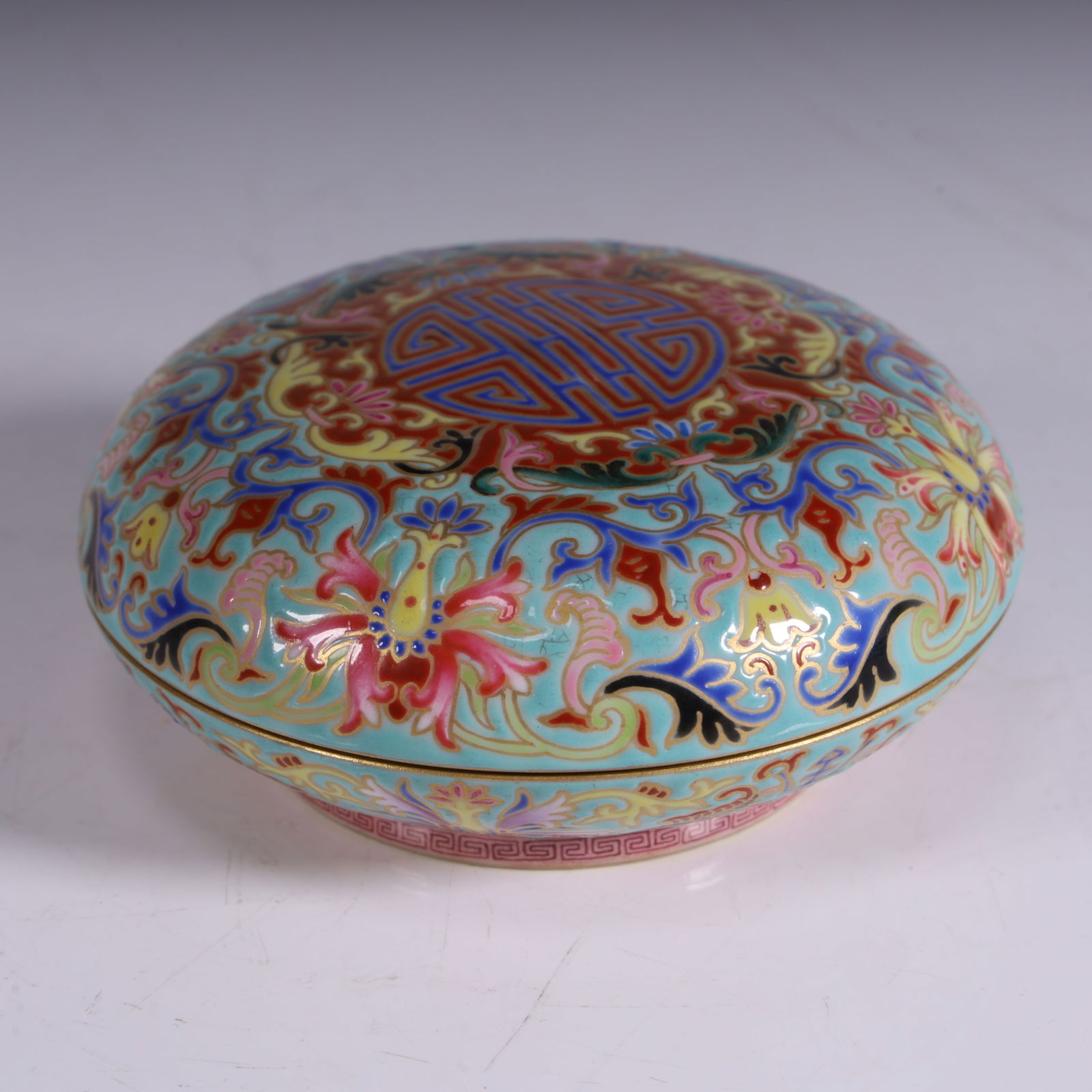 A Qing Dynasty enamel floral pattern printing clay box (1 of 6)