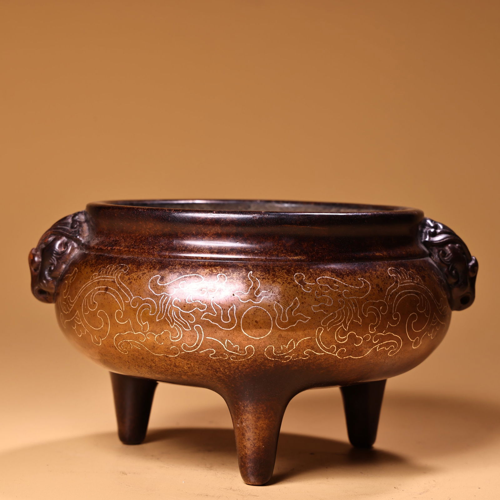 A fine pure copper copper inlaid silver filigree incense burner (1 of 11)