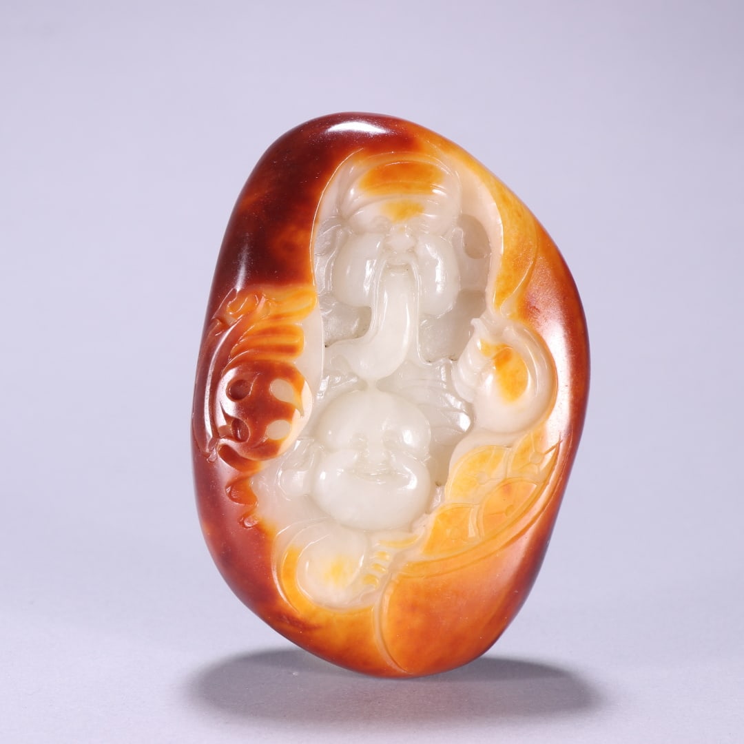 A fine Hetian jade seed material Maitreya rough: Exquisite Hetian jade seed material Maitreya rough Size:W:9.6×6.6cm W:397.4g (The Dimensions Of All Batches Are Manually Measured.If You Need More Detailed Information, Please Contact Our Customer Se