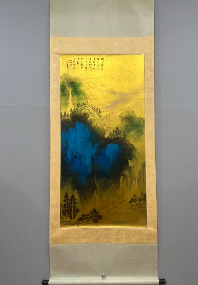 A Chinese Vertical Scroll Ink Painting of Landscape on Paper (1 of 11)