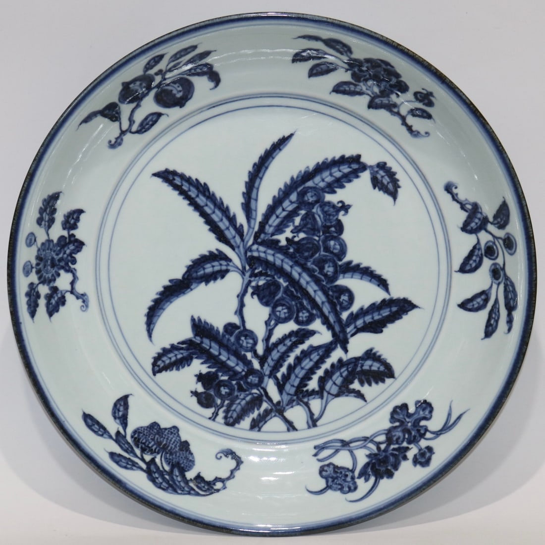 An Exquisite Blue and White Flower and Fruit Pattern Plate (1 of 7)