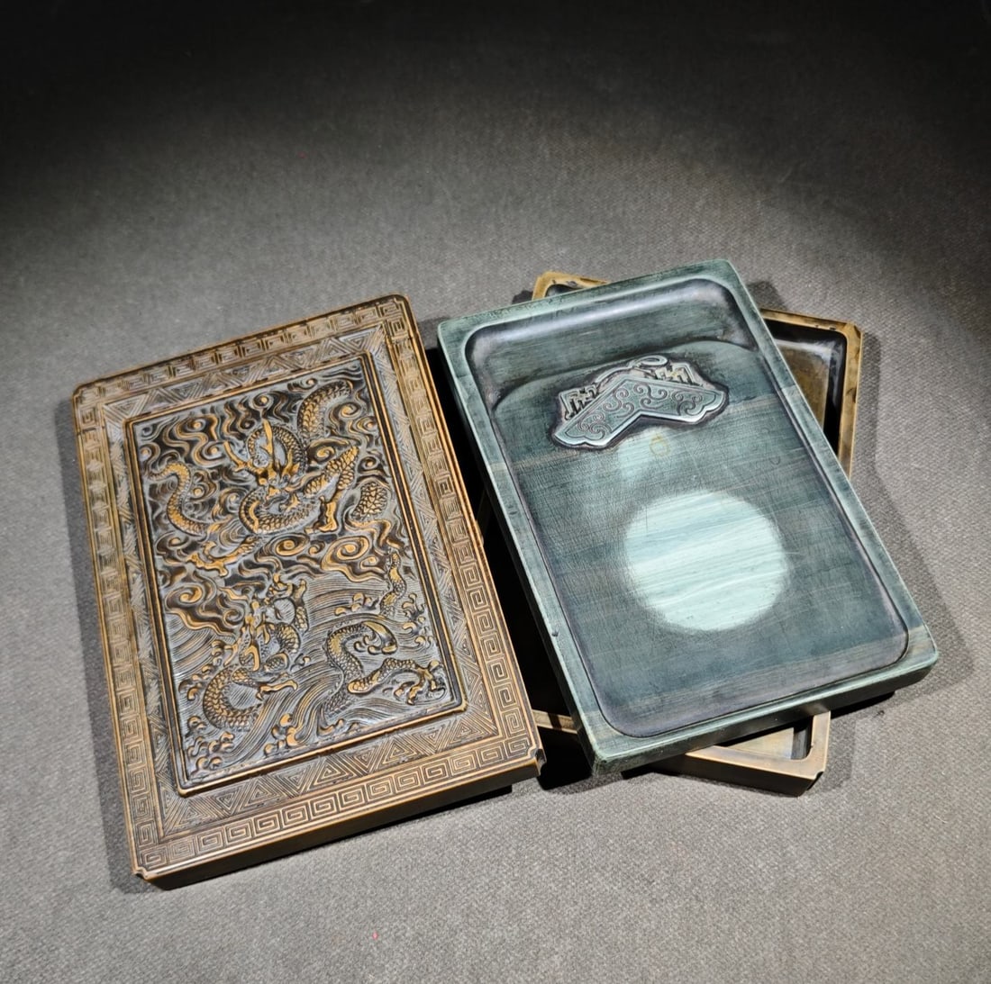 An Exquisite Dragon Pattern with poem Inkstone (1 of 9)