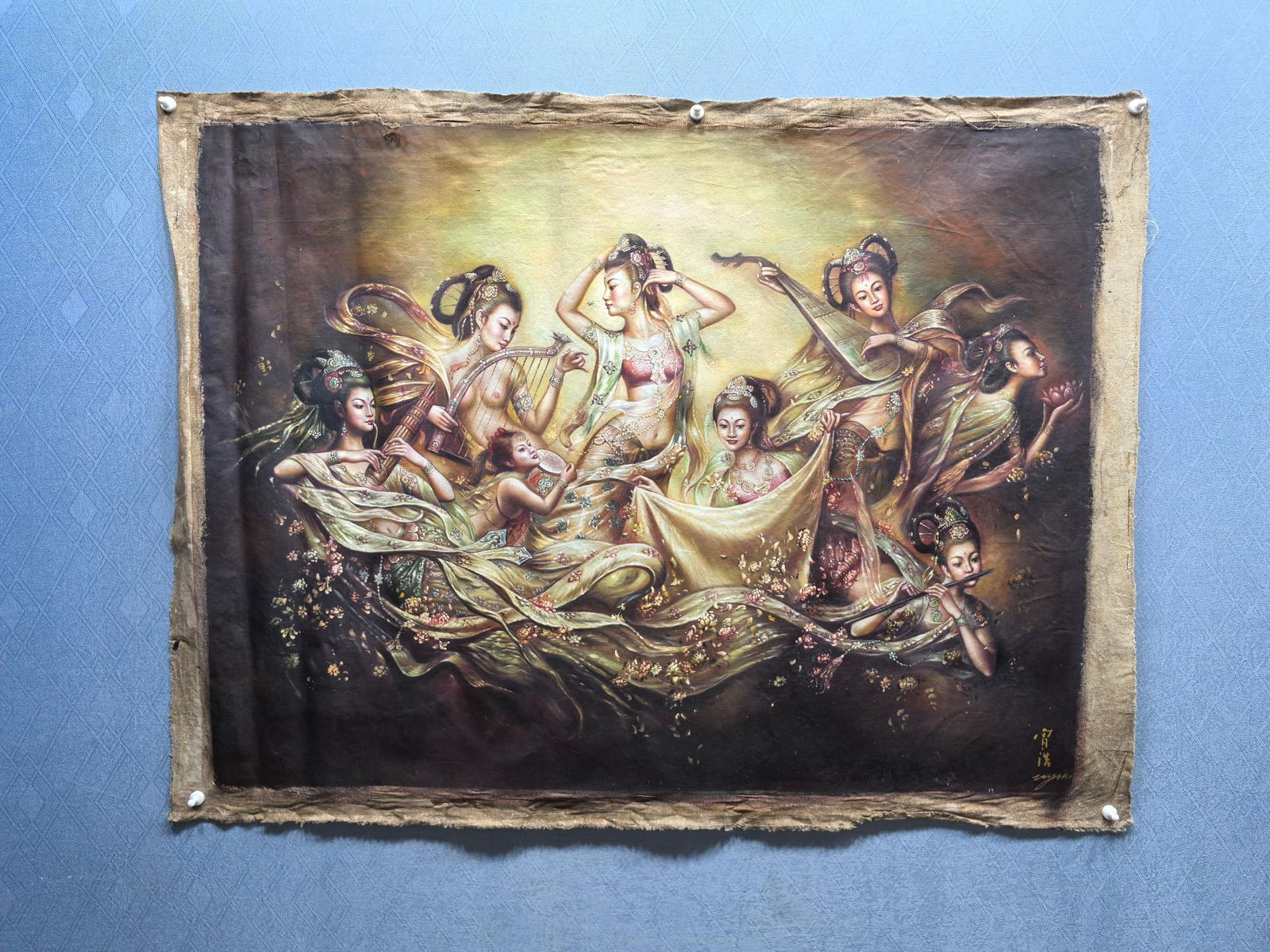 A Chinese Oil Character and Story Painting: A Chinese Oil Character and Story Painting Zeng hao Size:99.5cmx131.5cm (The Dimensions Of All Batches Are Manually Measured.If You Need More Detailed Information, Please Contact Our Customer Service