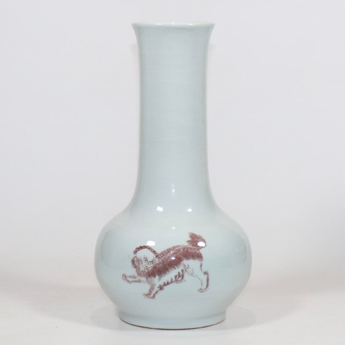 An Exquisite Blue and White Underglaze-Red Lion Pattern Vase (1 of 9)