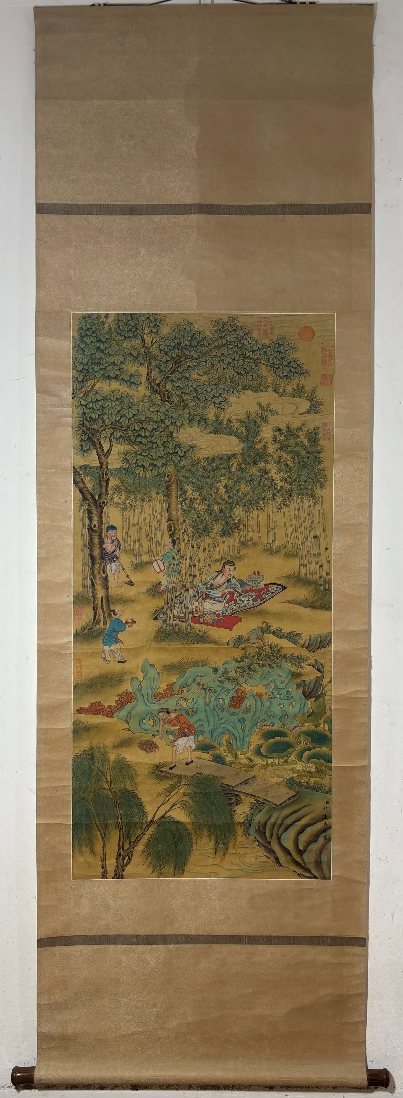 A Chinese Vertical Scroll Ink Painting of Character and Story on Silk (1 of 9)