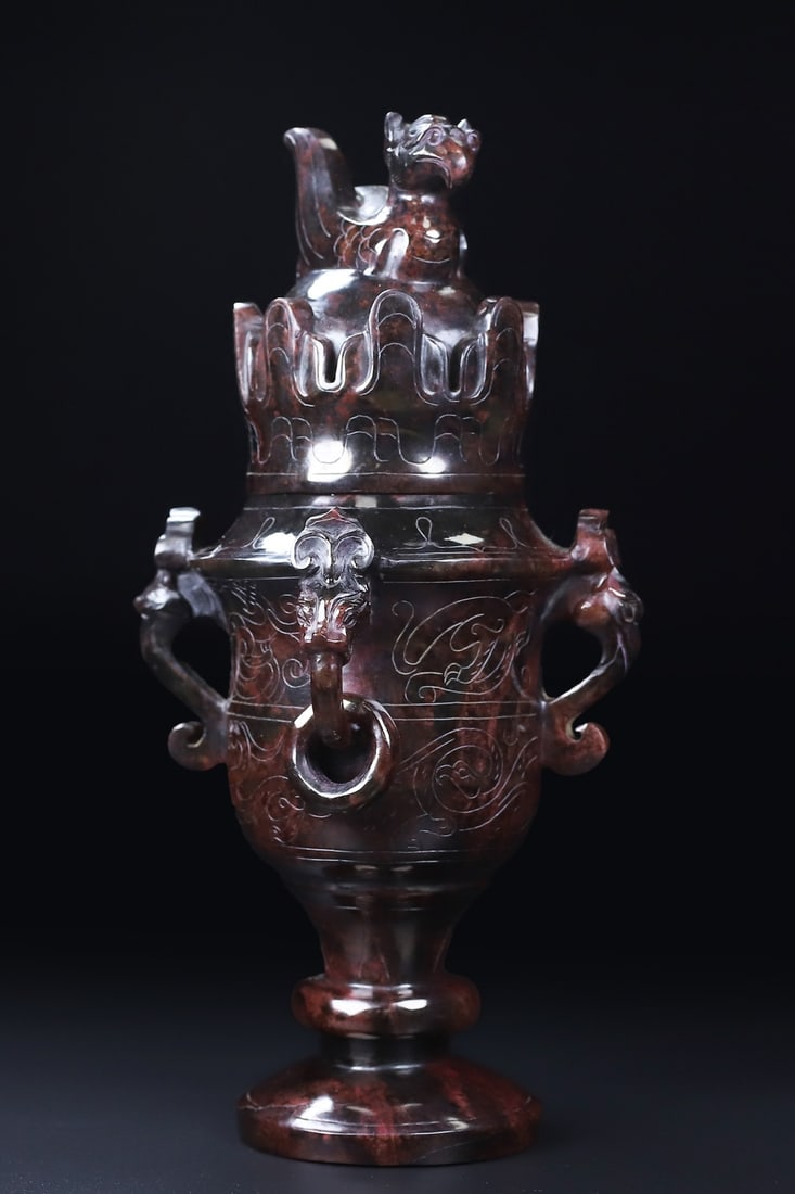 An Exquisite White Jade Dragon and Phoenix Pattern Censer (1 of 10)