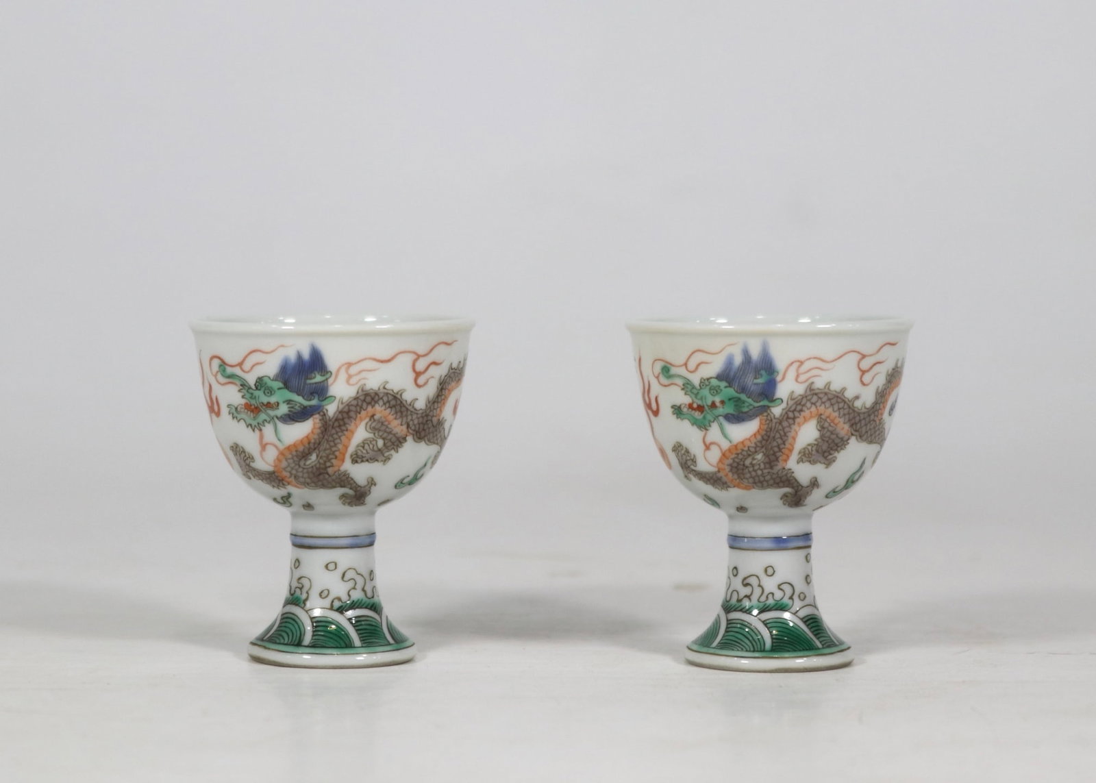 An Exquisite Doucai Dragon Pattern Seawater Pattern Cup (1 of 9)