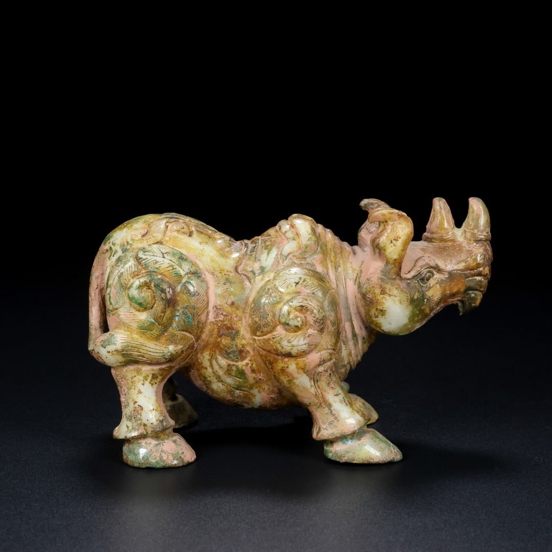 An Exquisite White Jade Rhinoceros Ornament (1 of 9)