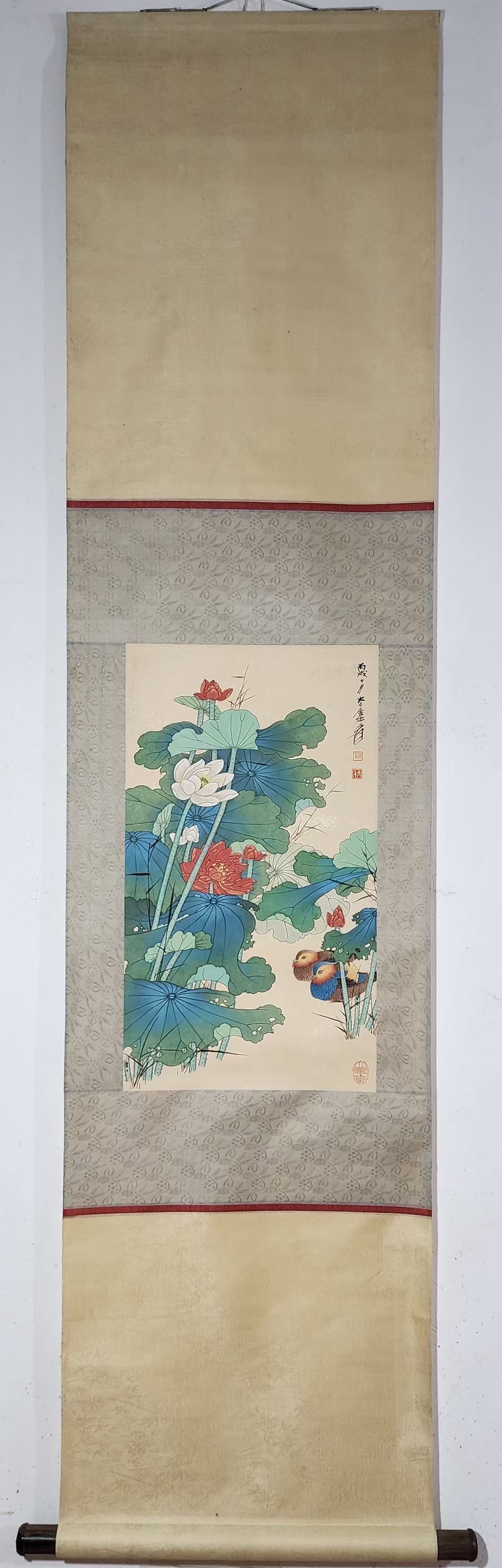 A Chinese Vertical Scroll Ink Painting of Flower and Bird on Paper (1 of 9)
