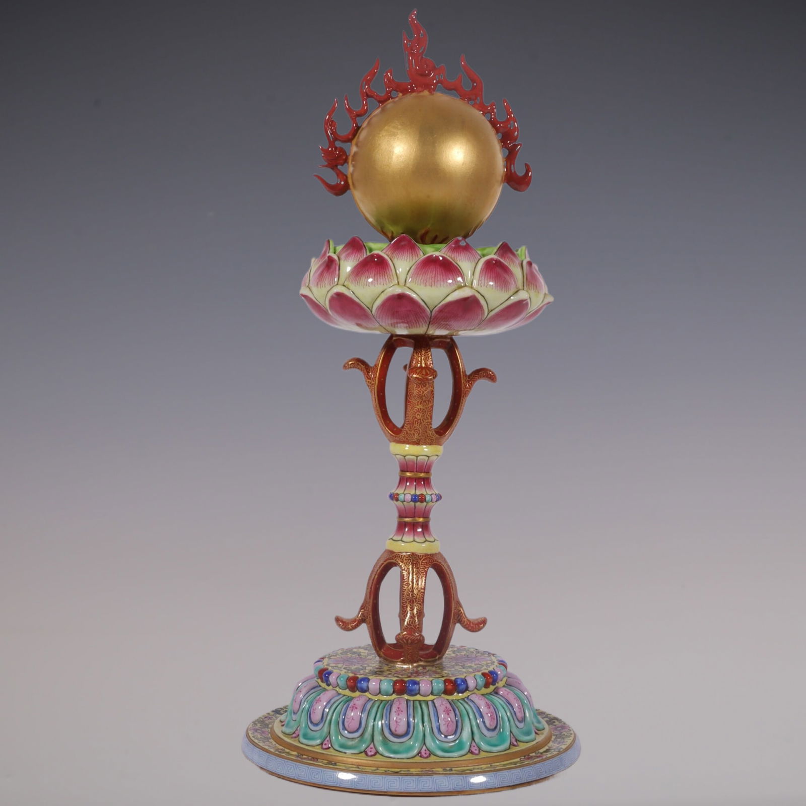 An Exquisite Enamel Painted Gold Lotus Pattern Hatstand (1 of 9)