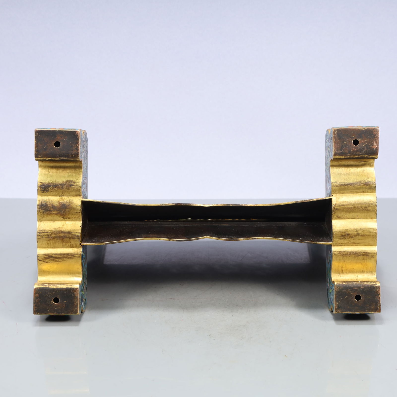 A Exquisite Cloisonne Inlaid White Jade Dragon Pattern Lotus Pattern with poem Screen - 16