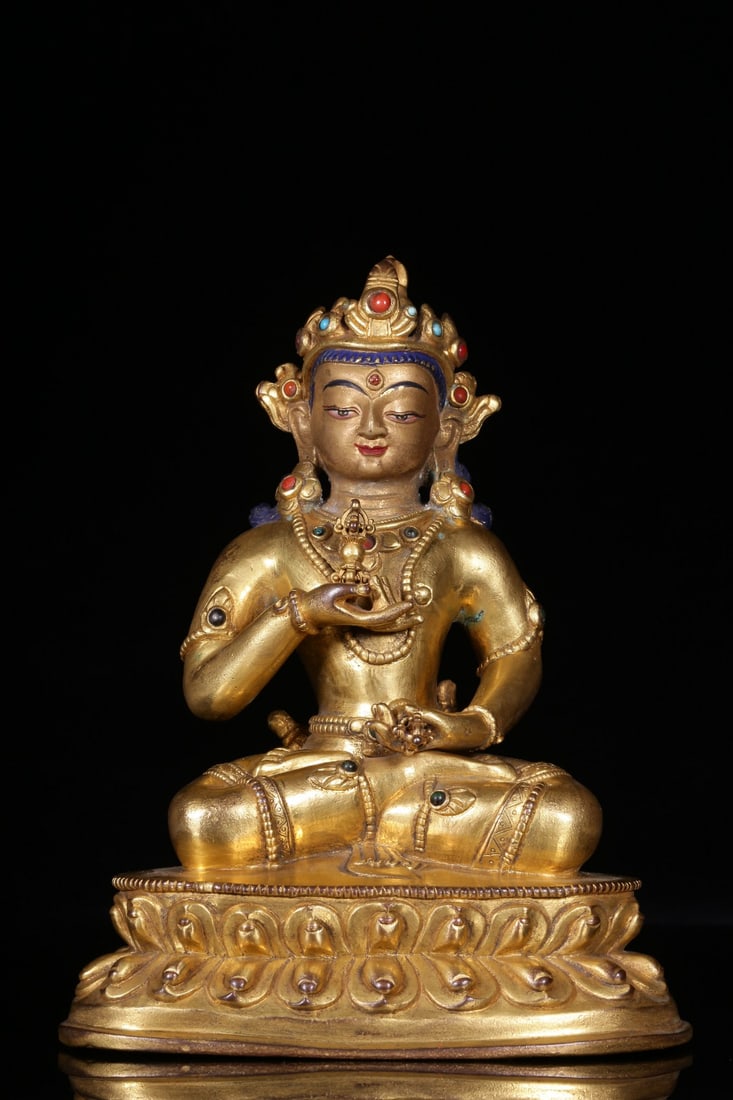 An Exquisite Gilt Bronze Inlaid Gems Statue of Vajrasattva (1 of 9)