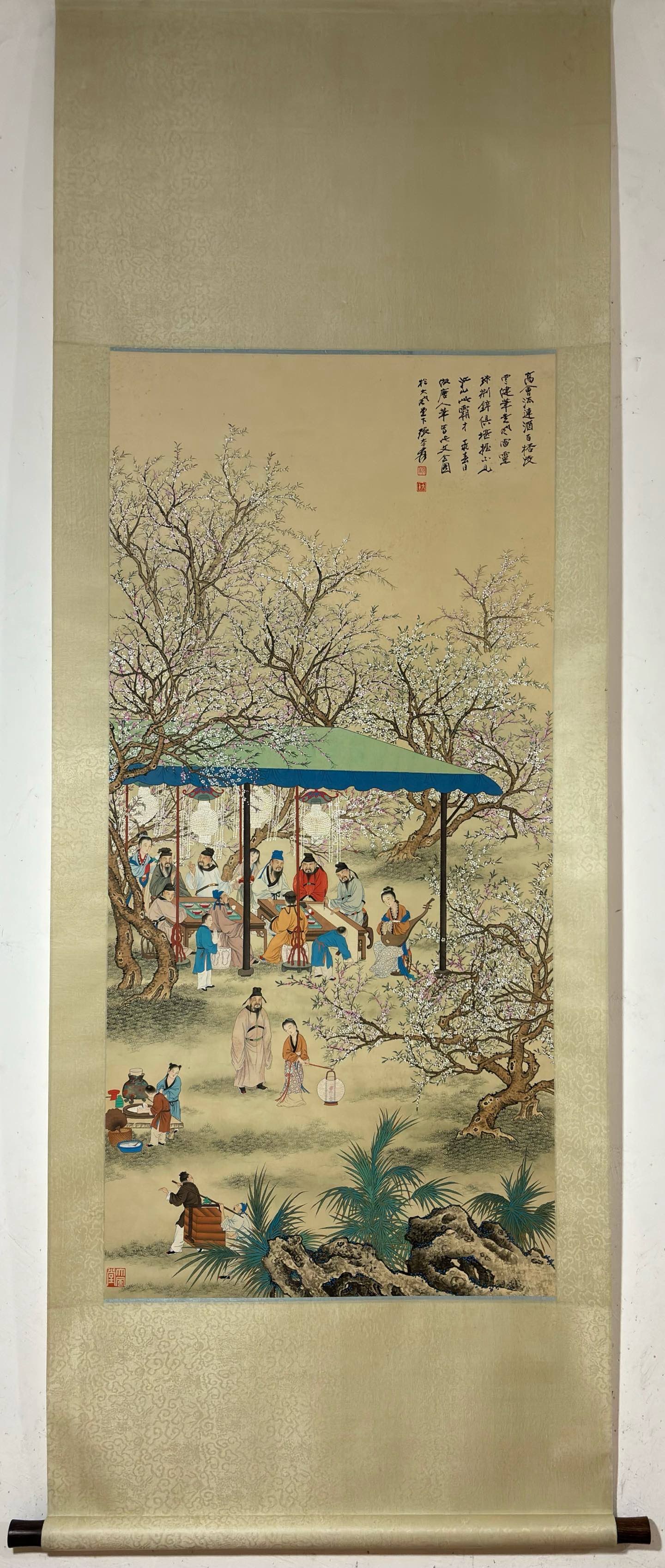 A Chinese Vertical Scroll Ink Painting of Character and Story on Paper (1 of 9)