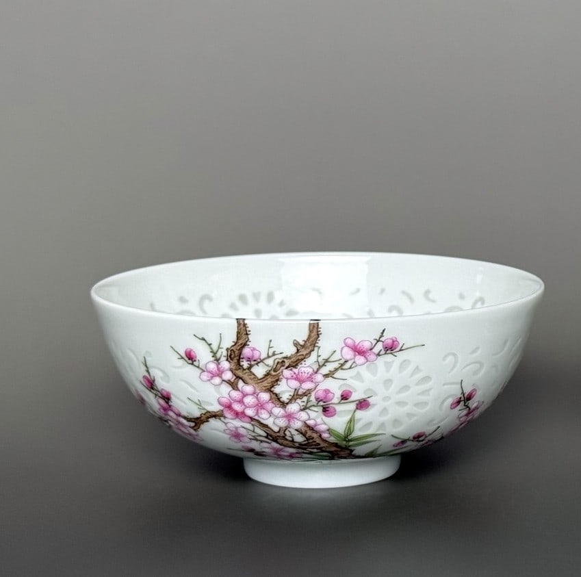 An Exquisite Enamel Flower and Bird Pattern with poem Cup (1 of 6)