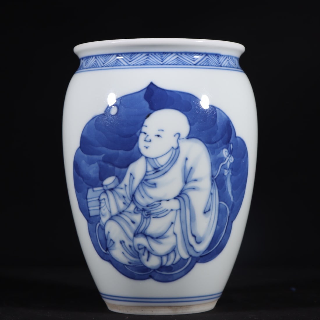 An Exquisite Blue and White Figure Pattern with poem Brush Washer (1 of 9)