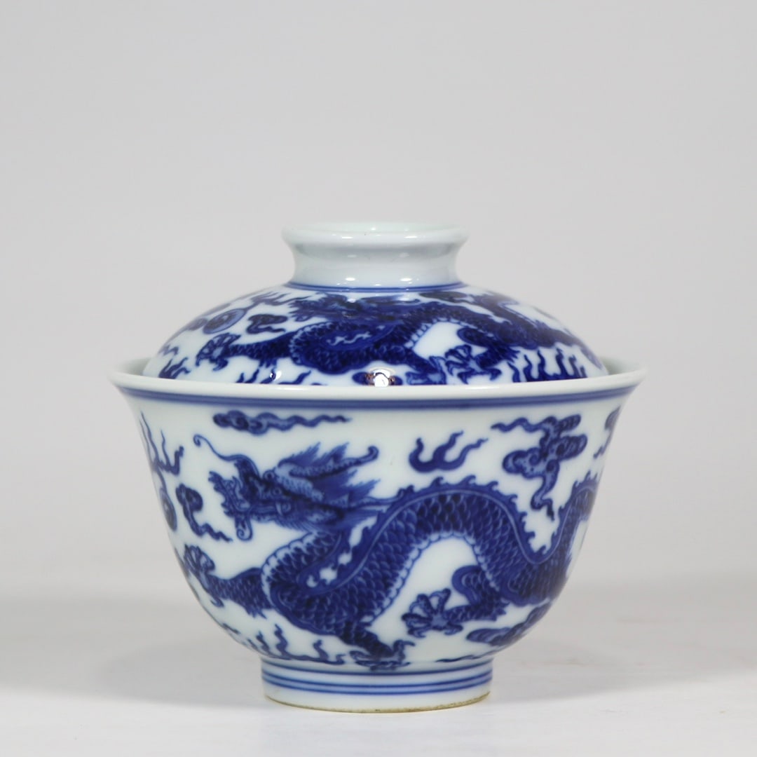 An Exquisite Blue and White Dragon Pattern Bowl (1 of 9)
