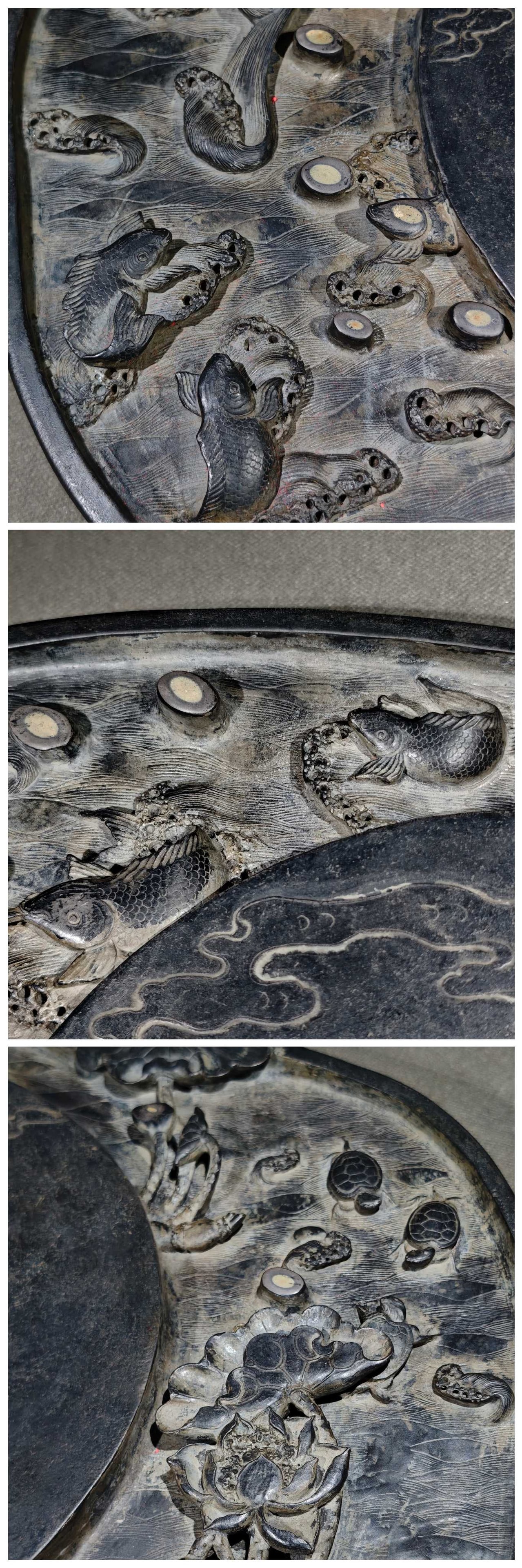 An Exquisite Flower Pattern Inkstone - 8