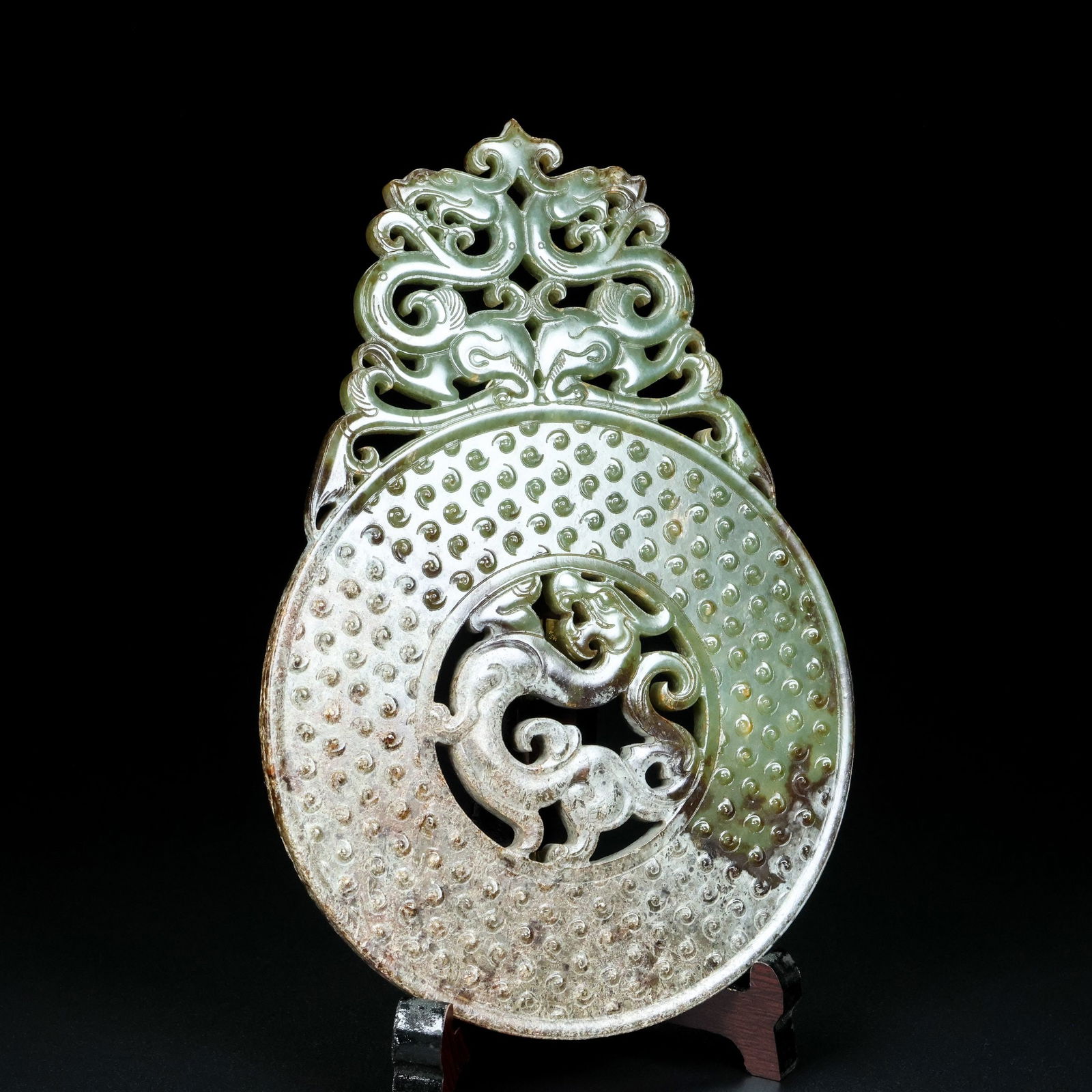 An Exquisite Jasper Dragon Pattern Ornament - 4