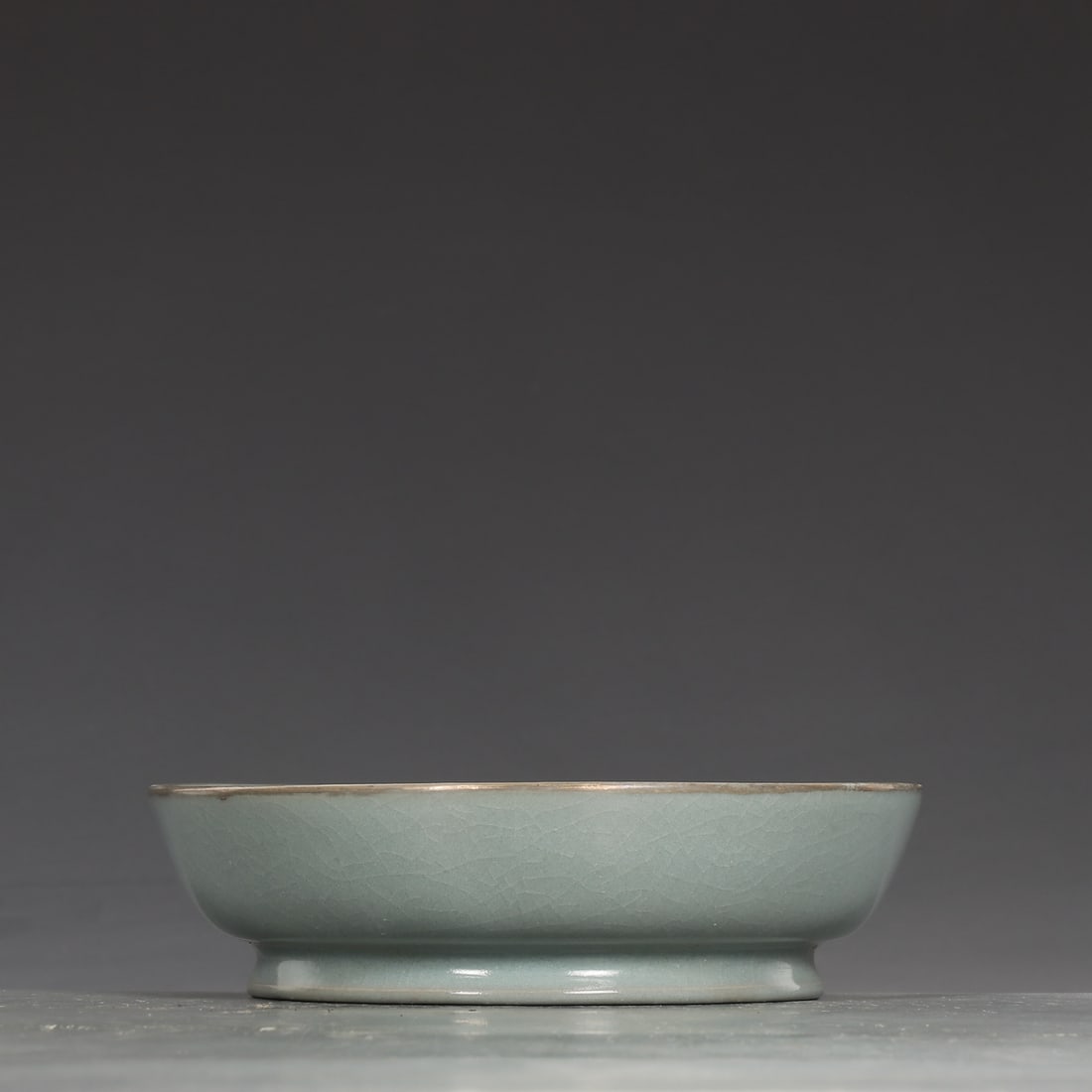 An Exquisite Ru yao Sky Blue Glazed Painted Silver Phoenix Pattern Plate (1 of 9)