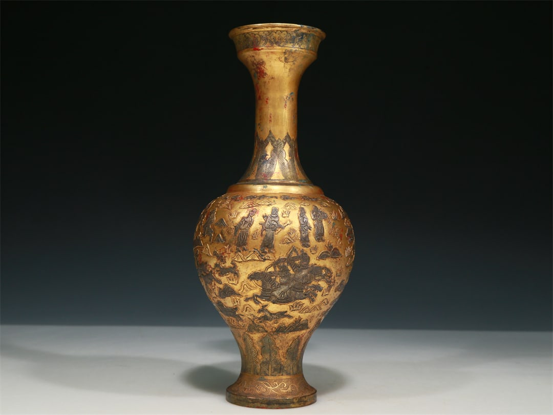 A Gorgeous Gilt-Bronze Silver 'Hunting' Vase (1 of 9)