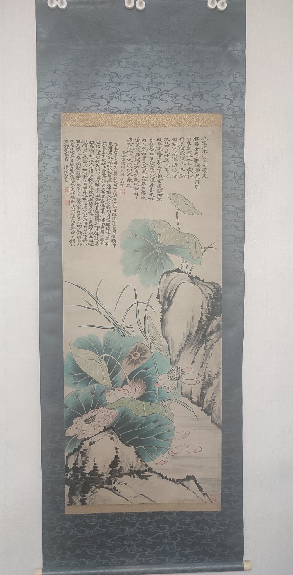A Chinese Vertical Scroll Ink Painting of Flower on Paper (1 of 5)
