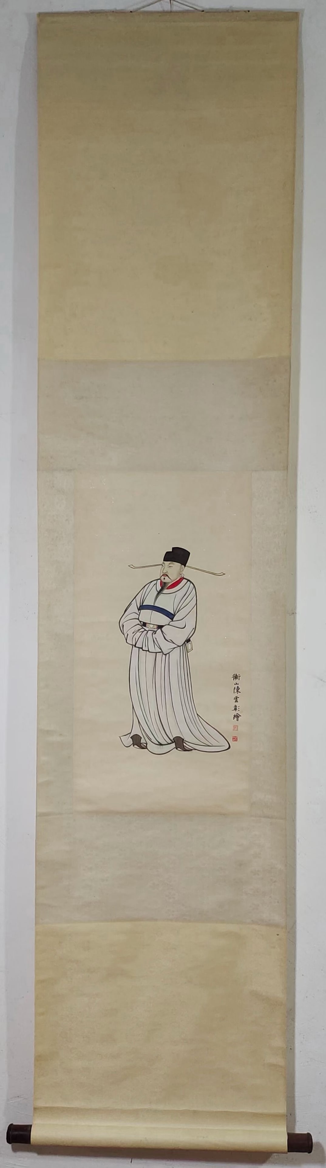 A Chinese Vertical Scroll Ink Painting of Figure on Paper (1 of 9)