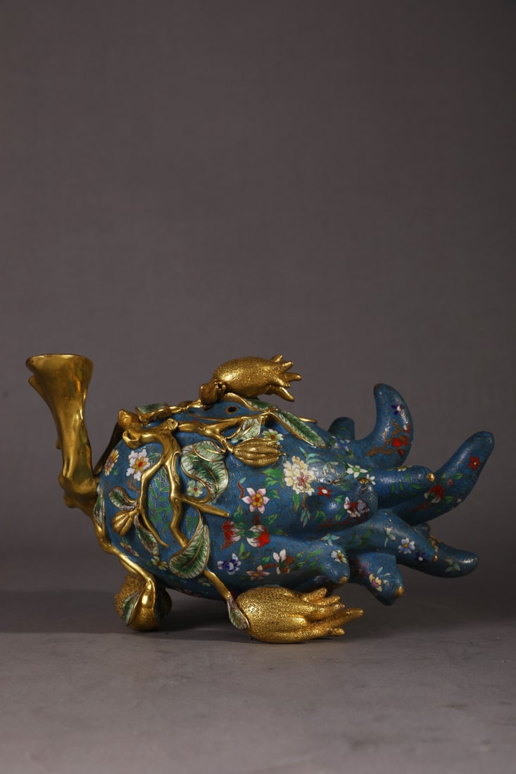An Exquisite Cloisonne Flower and Fruit Pattern Bergamot-Shaped Censer - 2