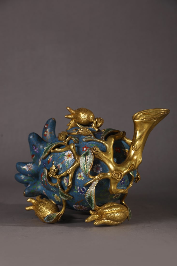 An Exquisite Cloisonne Flower and Fruit Pattern Bergamot-Shaped Censer - 3