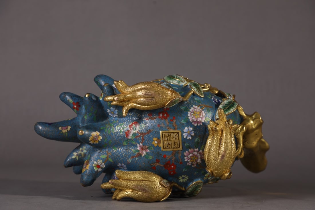 An Exquisite Cloisonne Flower and Fruit Pattern Bergamot-Shaped Censer - 5