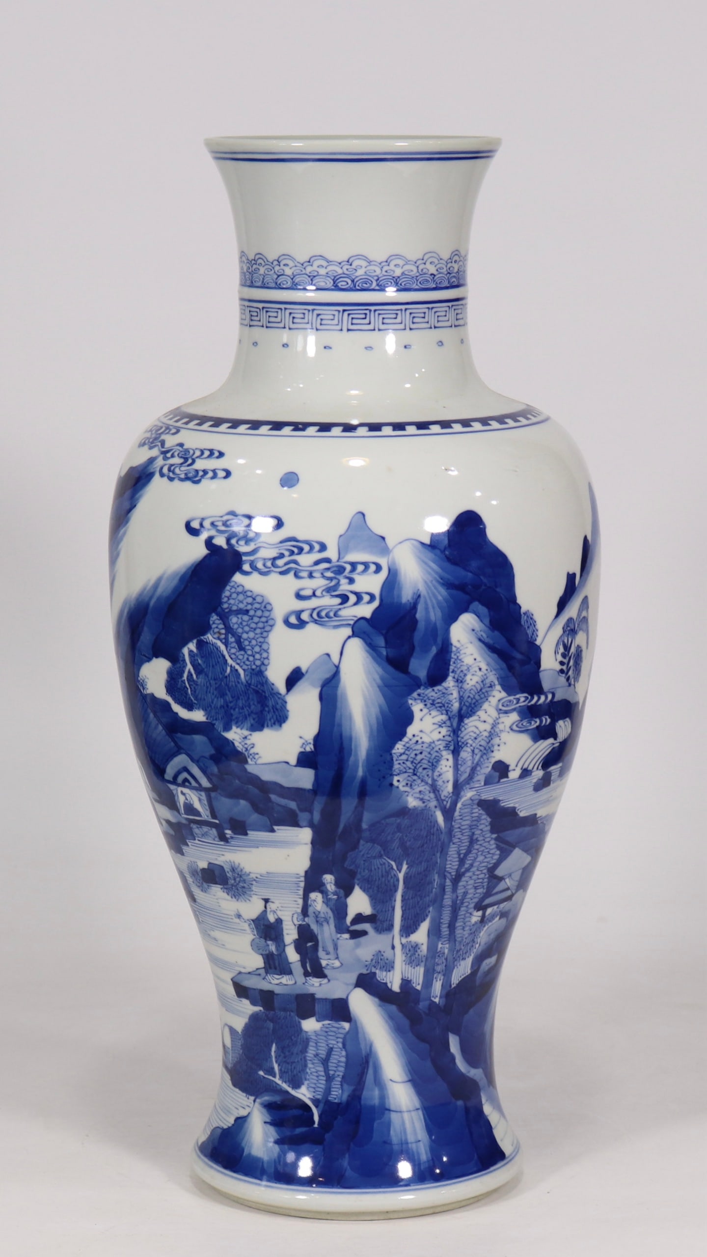 An Exquisite Blue and White Landscape and Figure Pattern Vase (1 of 9)