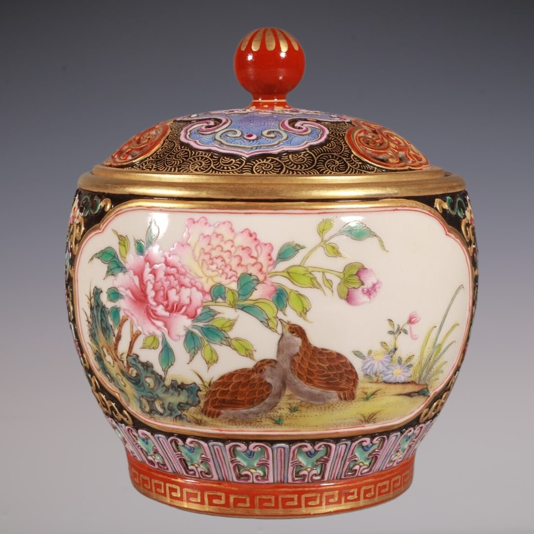 An Exquisite Enamel Flower and Bird Pattern Lotus Pattern Censer (1 of 8)