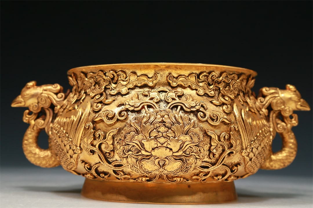 A Gorgeous Gilt-Bronze 'Scrolling Lotus' Phoenix-Handled Censer (1 of 8)
