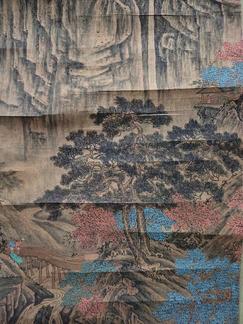 A Chinese Vertical Scroll Ink Painting of Landscape on Silk - 6
