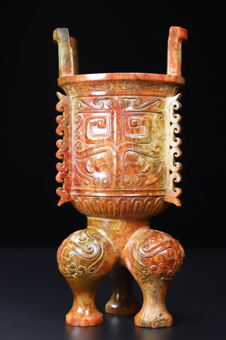 An Exquisite White Jade Beast-Face Pattern Double-Ears and Tripod Censer (1 of 10)