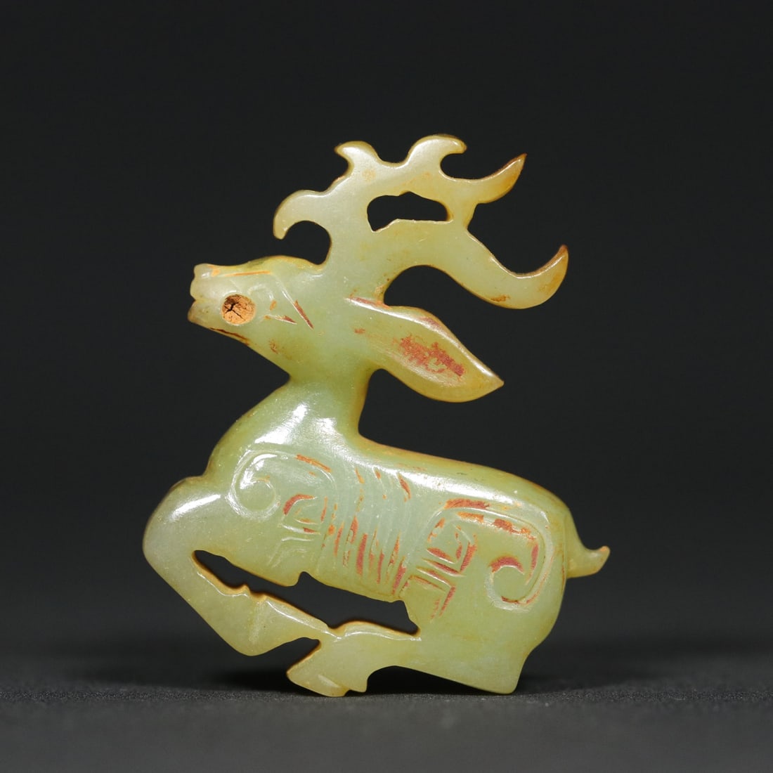 An Exquisite White Jade Deer Pendant (1 of 9)