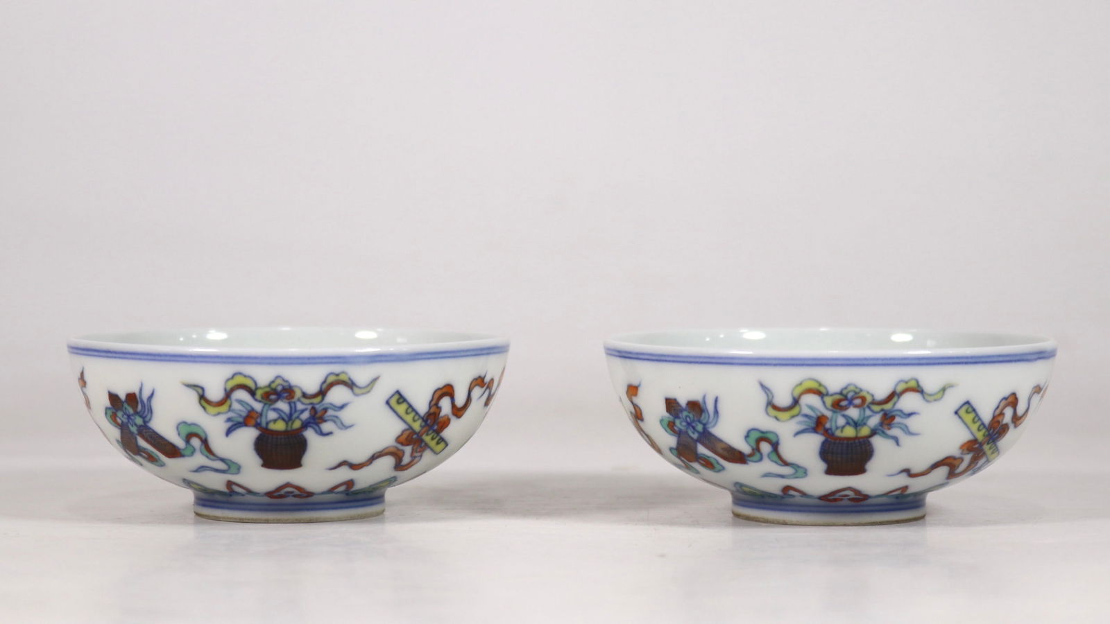 A Pair of Exquisite Doucai Eight Treasures Pattern Bowl (1 of 9)