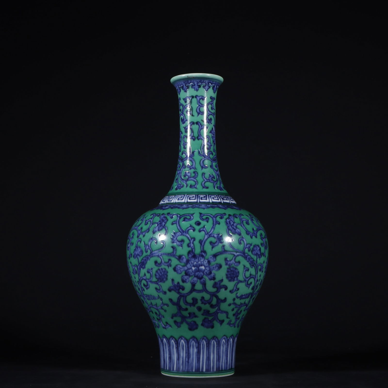 An Exquisite Blue and White Green Glazed Lotus Pattern Vase (1 of 9)