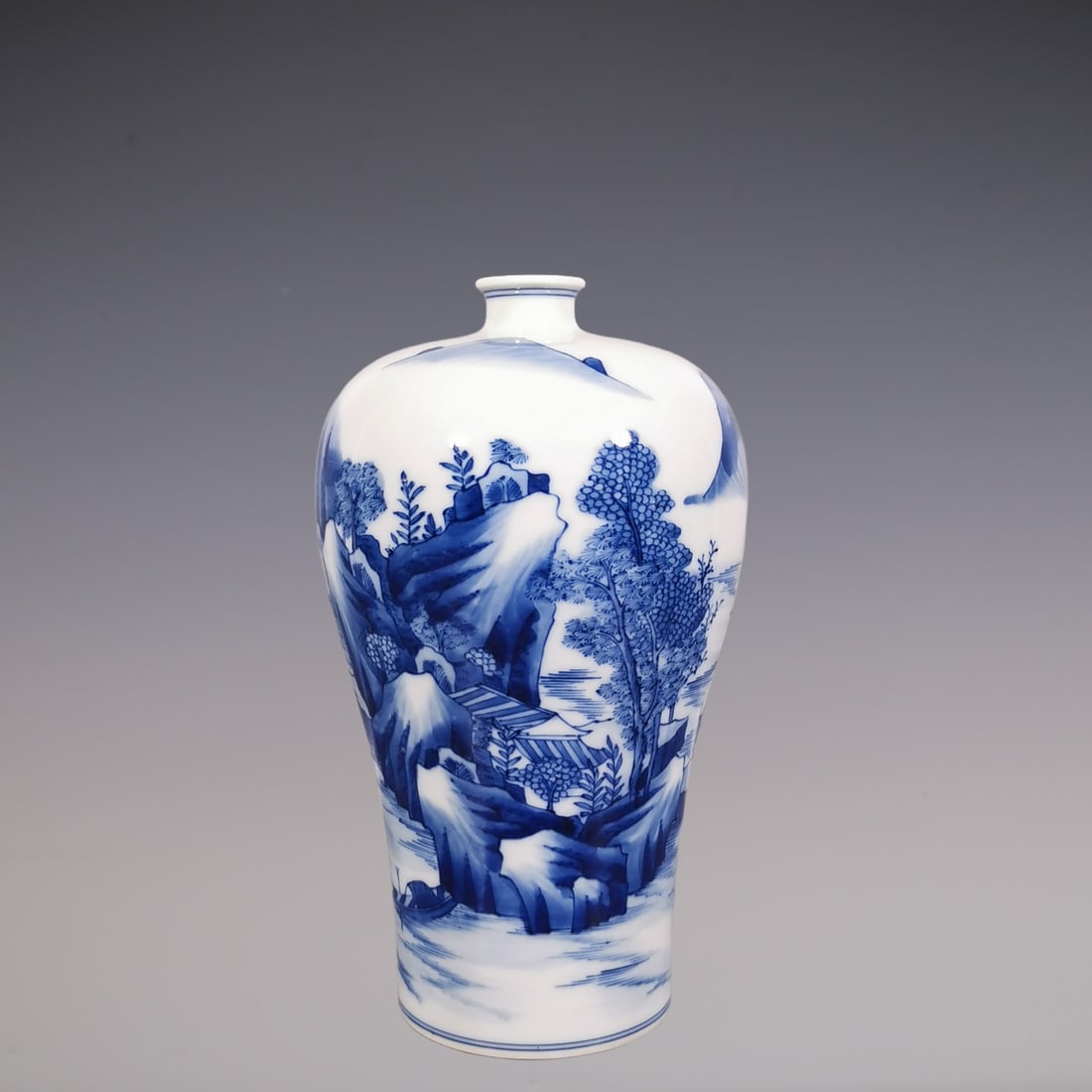 An Exquisite Blue and White Landscape and Figure Pattern Vase (1 of 9)