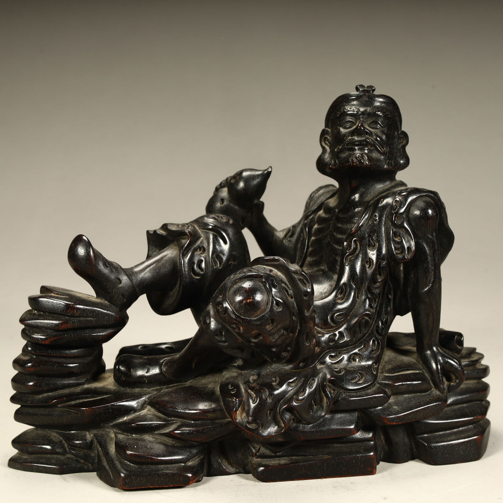 A Qing Dynasty rosewood carved iron crutch plum ornament (1 of 9)
