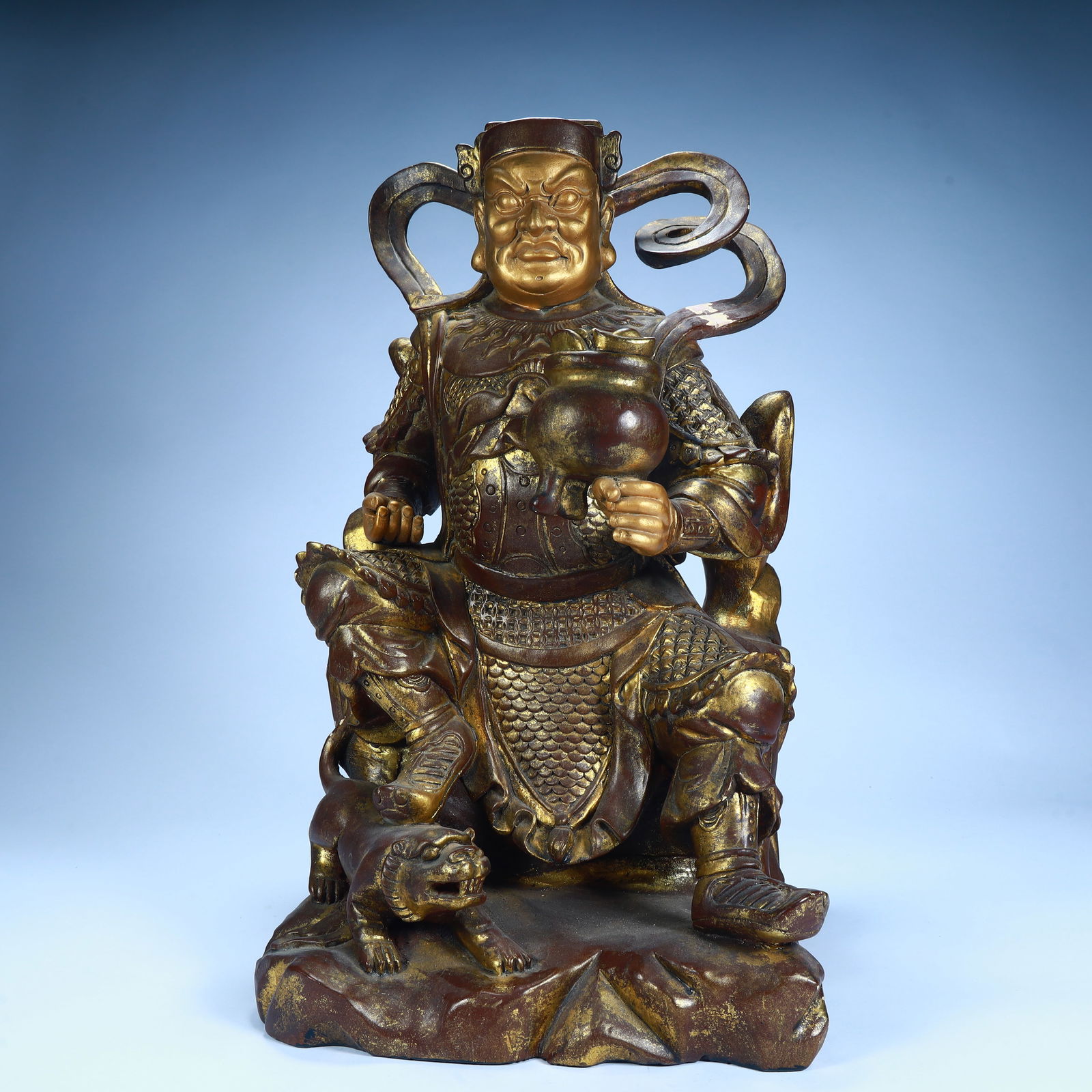 A statue of Zhao Gongming, the god of wealth in Qing Dynasty wood lacquer (1 of 11)