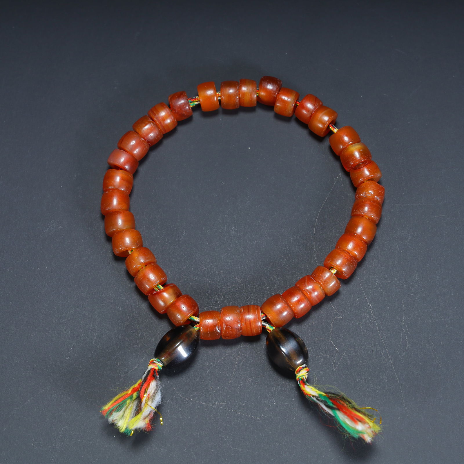 A Tibetan red agate barrel bead bracelet (1 of 7)