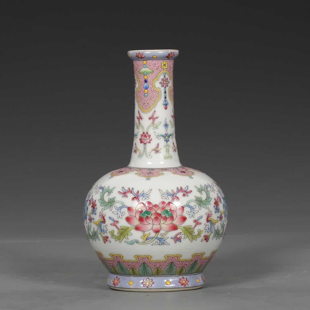 A Qing Yongzheng imperial enamel color entwined lotus pattern bottle (1 of 8)