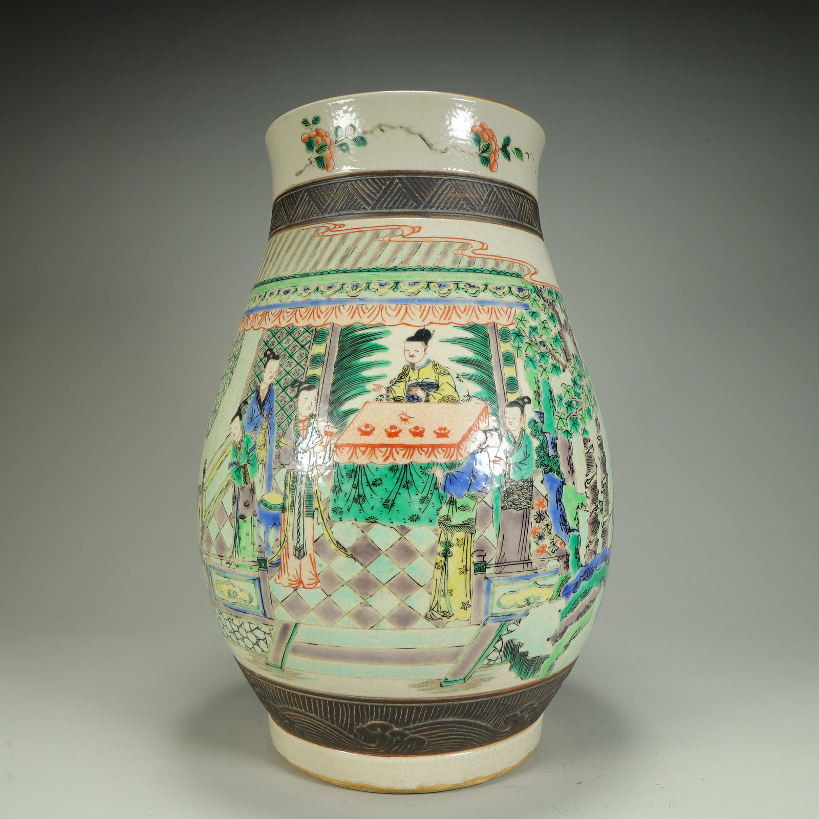 A Qing imitation Kangxi colorful character pattern vase (1 of 12)