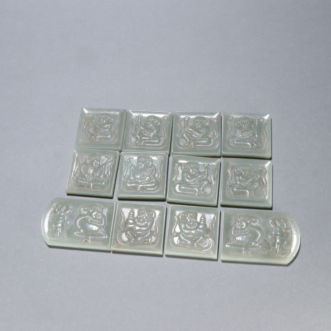 A set of Qing Dynasty Hetian jade character picture story with board (1 of 9)