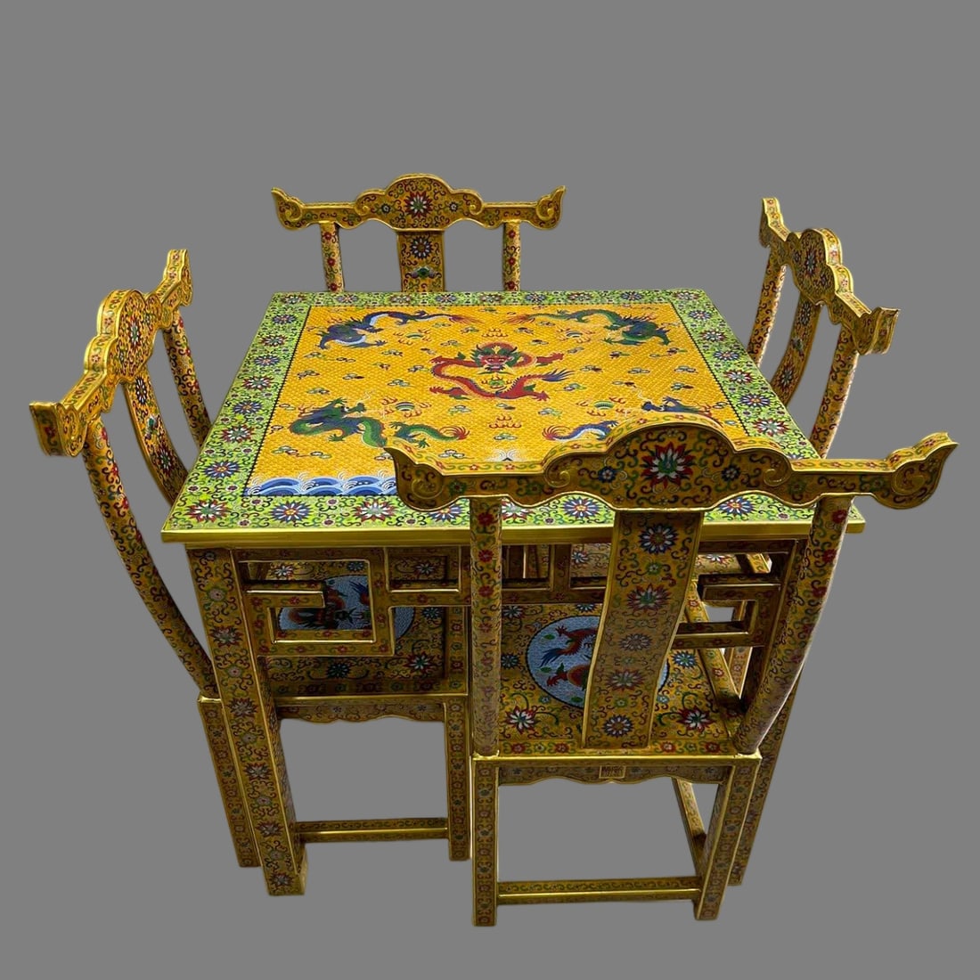 One set cloisonné enamel cloisonné (Kowloon square table set) (1 of 9)