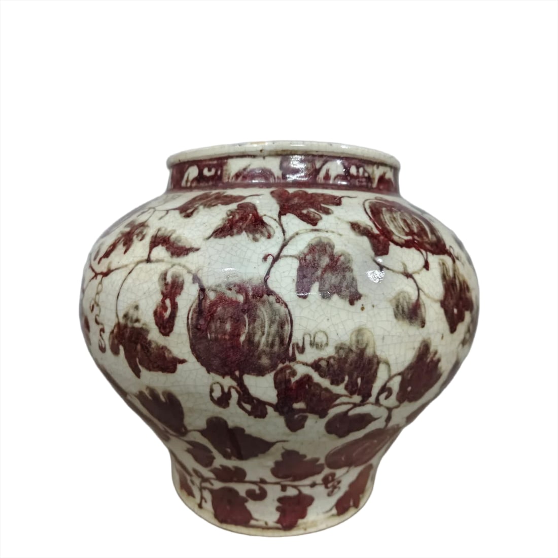 A red intertwined grape pattern jar in the glazed Cizhou kiln in the Ming Dynasty (1 of 6)
