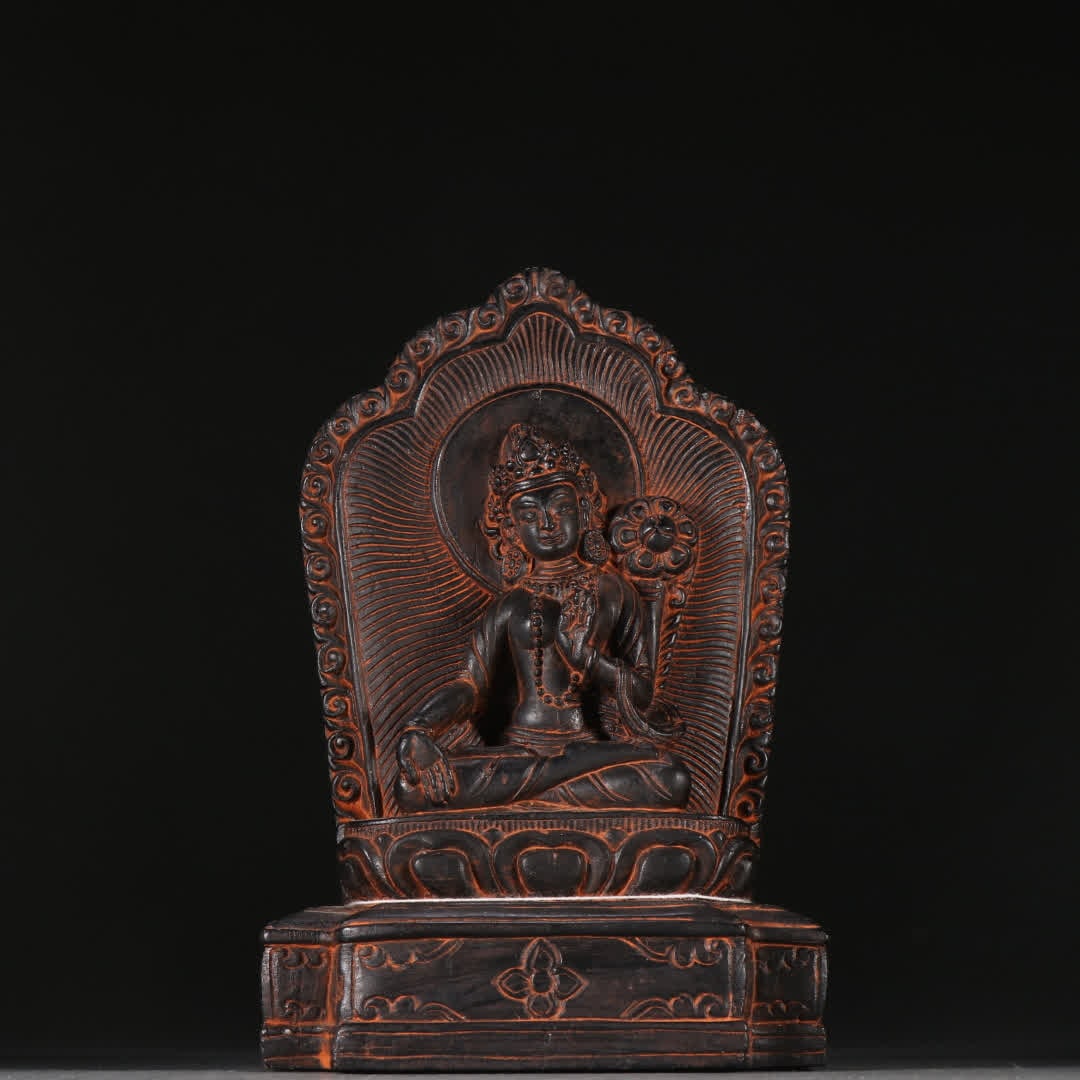 A Qing Dynasty black stone Tara statue: Qing Dynasty Black Stone Tara Statue SIZE: H:17.5cm W:11.5cm W:1124.3g (The Dimensions Of All Batches Are Manually Measured.If You Need More Detailed Information, Please Contact Our Customer Service B